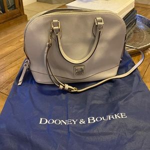 Dooney & Bourke pebble grain leather zip zip satchel in gray. Like New!